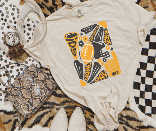 Iowa Black + Gold Abstract Flower Tee, The Feathered Farmhouse