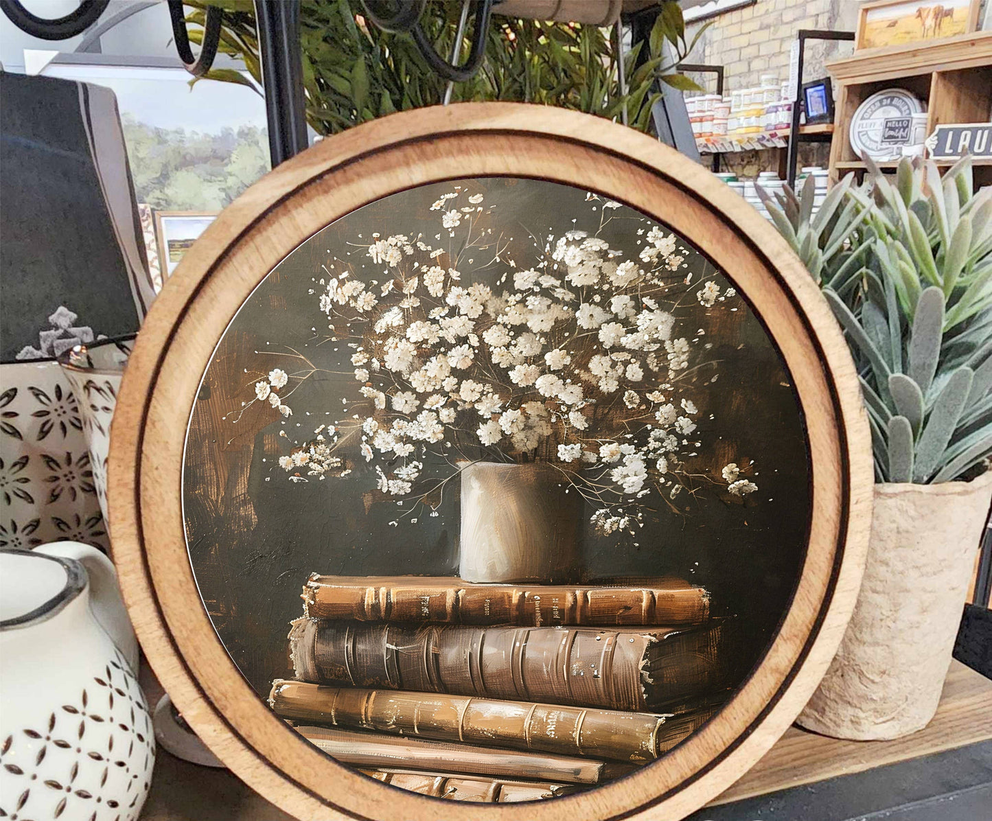 Books With Flowers Art, Feathered Farmhouse