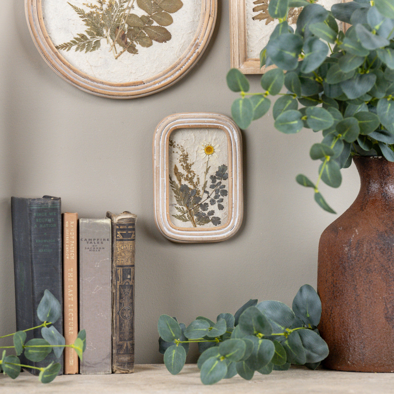 Pressed White Flower, Feathered Farmhouse