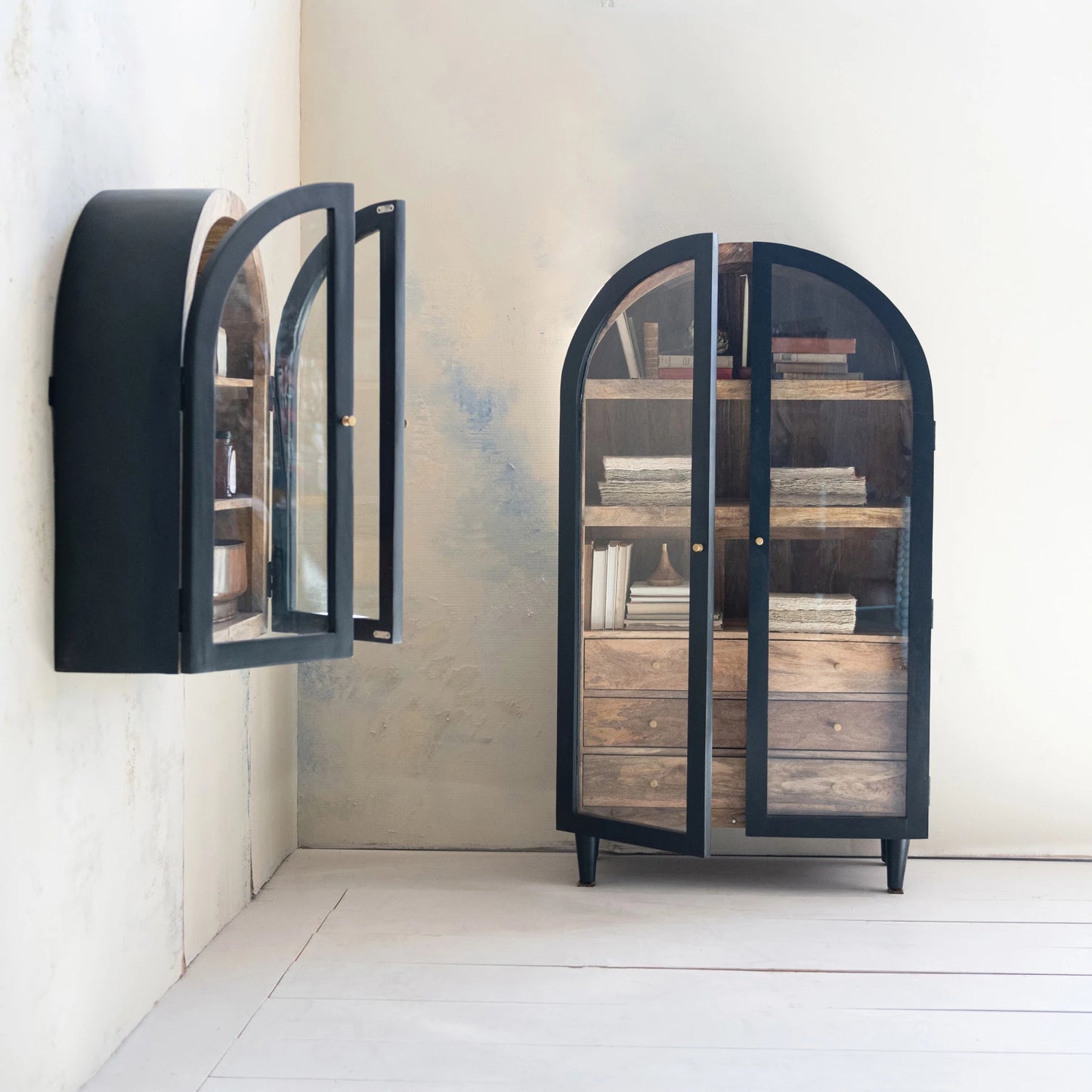Mango Wood Arched Cabinet, Feathered Farmhouse