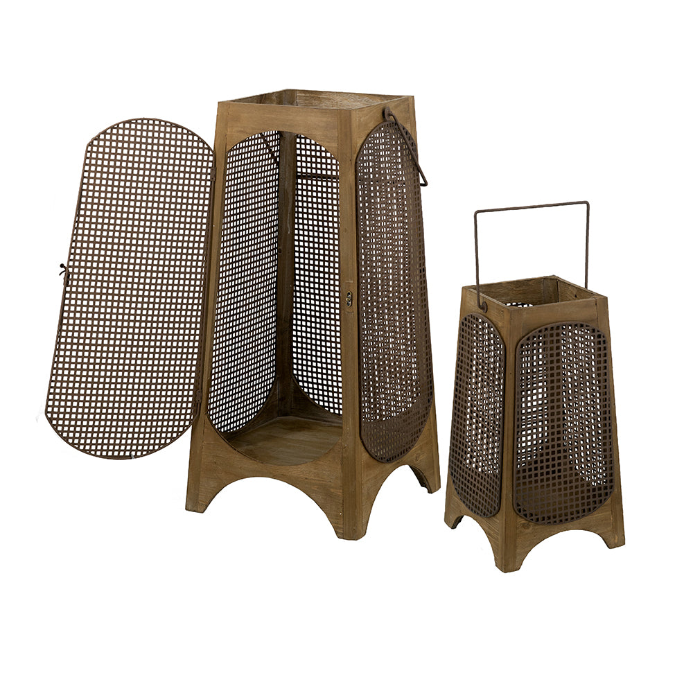 Weathered Brown Lanterns, Feathered Farmhouse