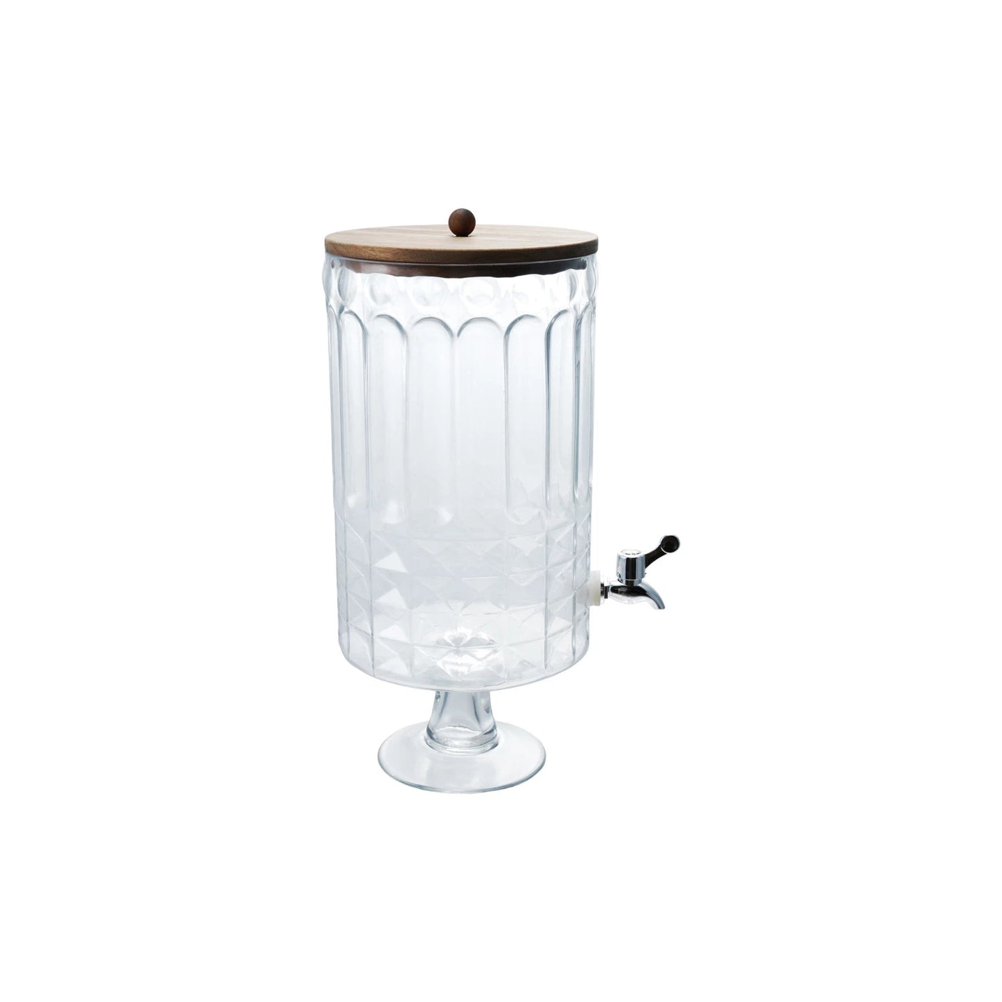 Glass Footed Beverage Dispenser, Feathered Farmhouse