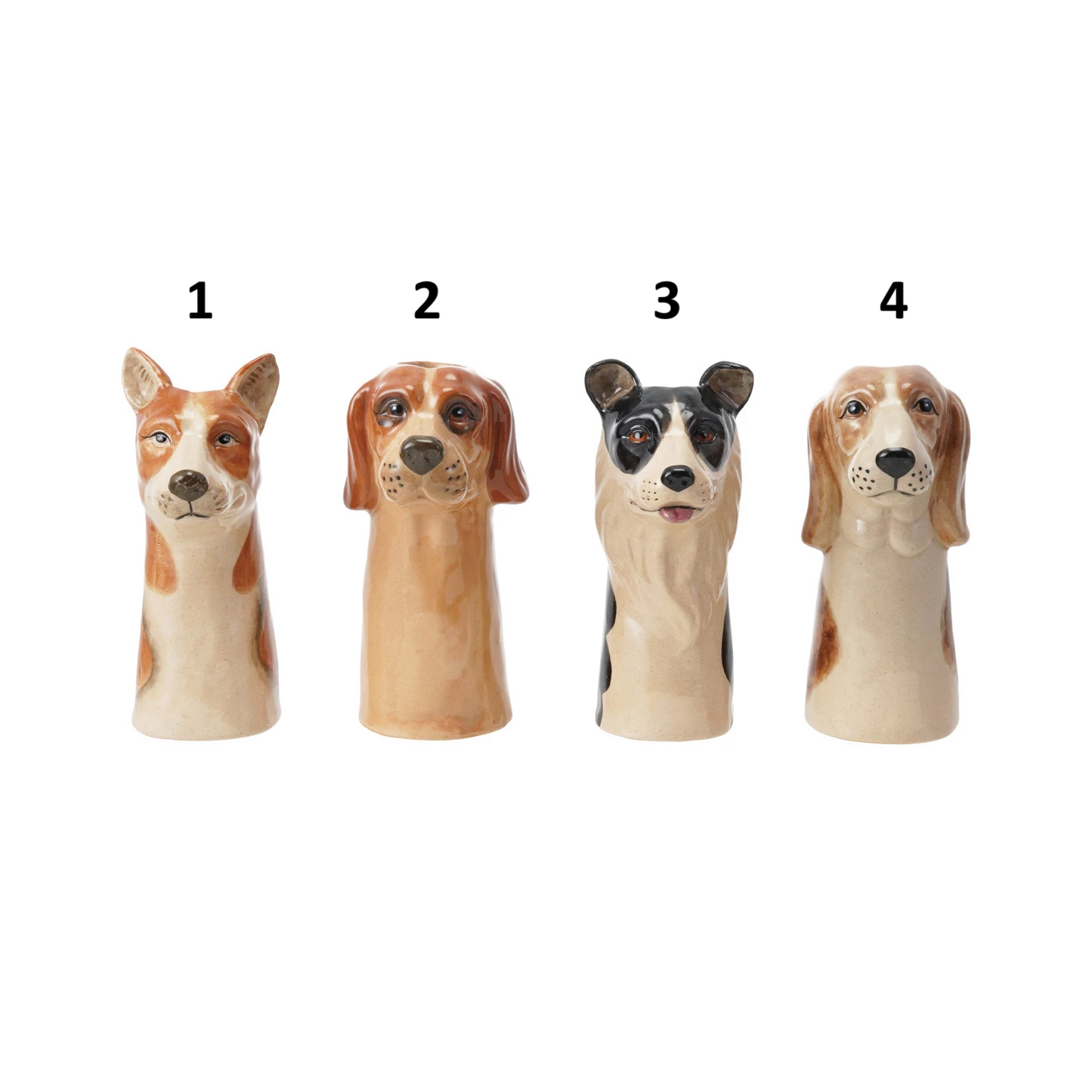 Hand-Painted Stoneware Dog Vase, Feathered Farmhouse