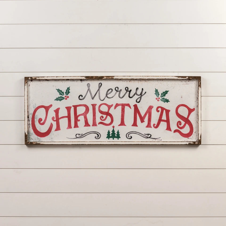 Red & Green Merry Christmas Sign, The Feathered Farmhouse