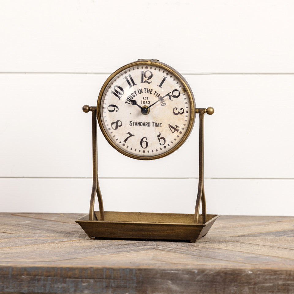 Bronze Tabletop Clock, The Feathered Farmhouse