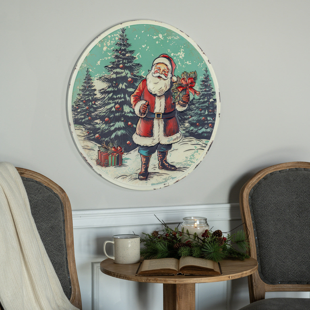 Santa's Tree Farm Sign, Feathered Farmhouse