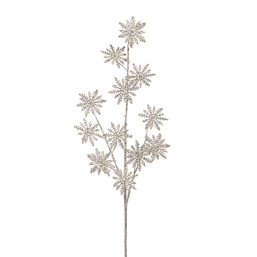 Glittered Snowflake Spray, Feathered Farmhouse