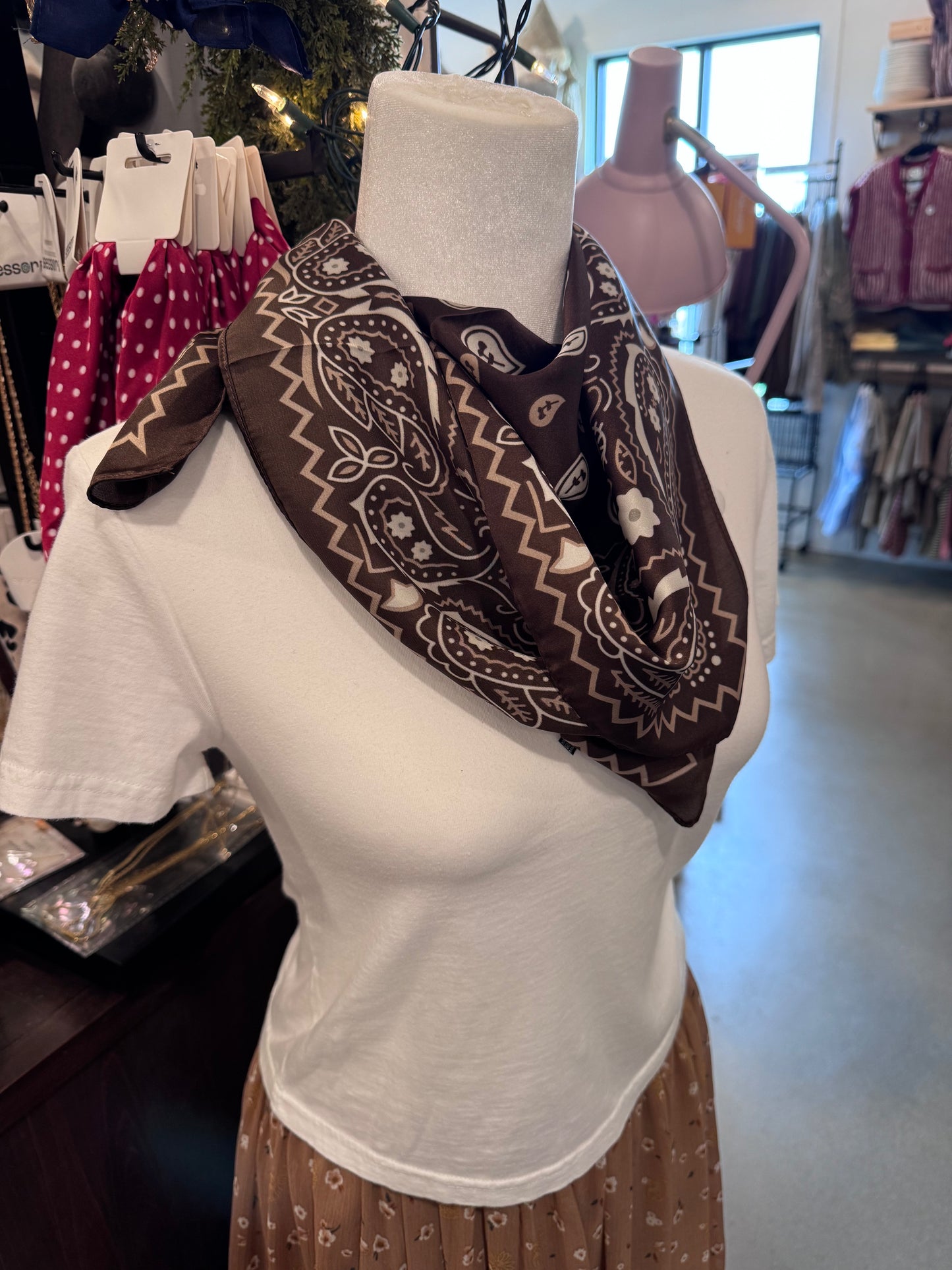 Brown Sweet Flora Bandana Scarf