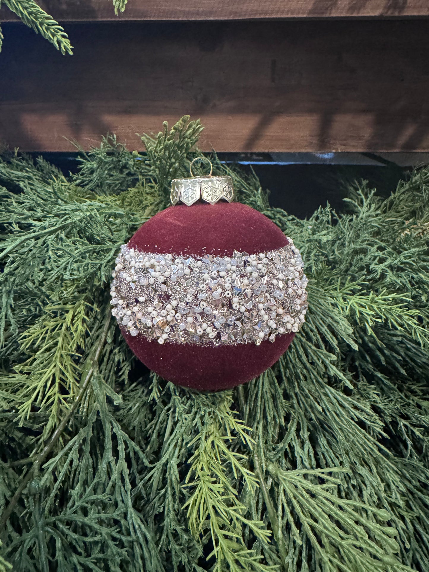 Burgundy Flocked Ornament