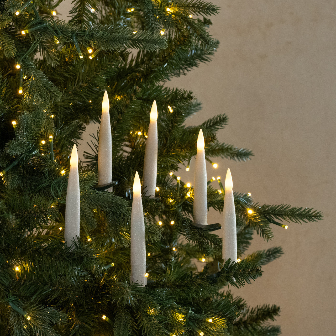 Cream Shimmer Clip On LED Candles, Feathered Farmhouse