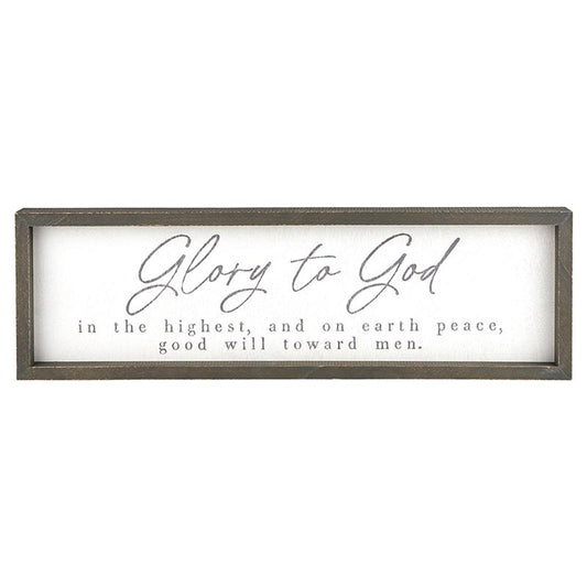 Glory to God Wood Sign, Feathered Farmhouse