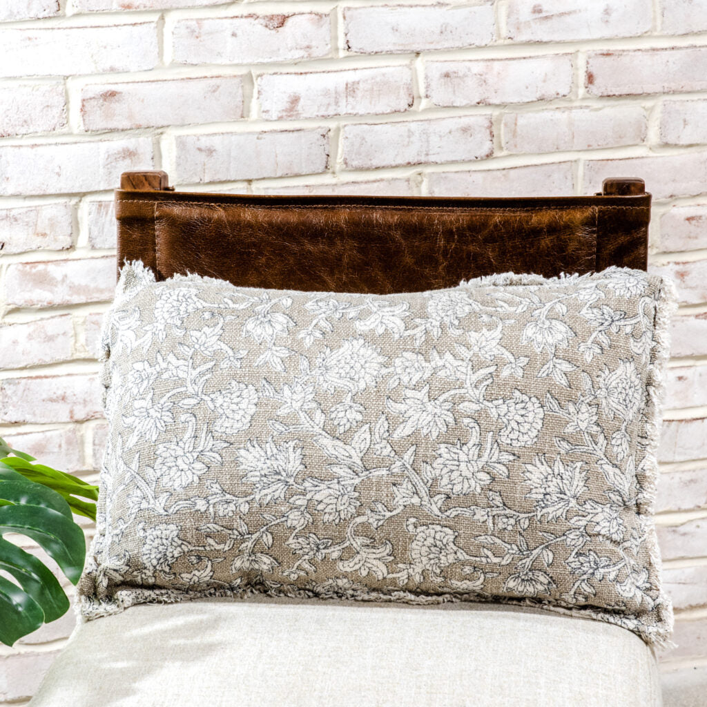 Beige Floral Pillow, The Feathered Farmhouse