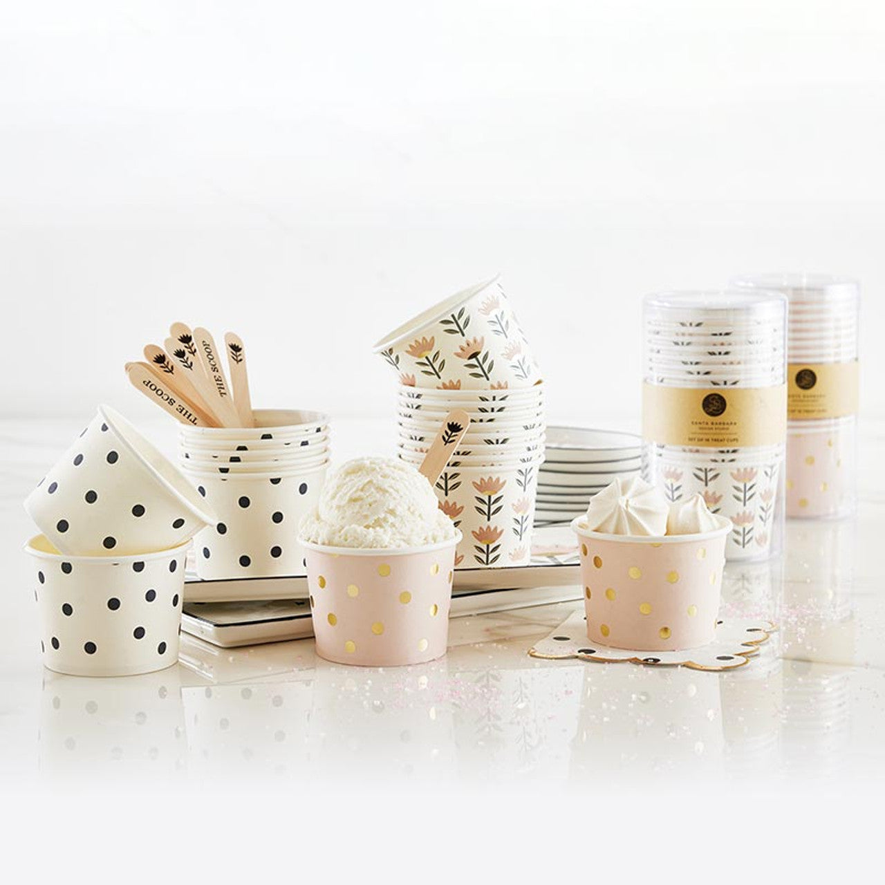 Flowers Paper Ice Cream Cups, Feathered Farmhouse