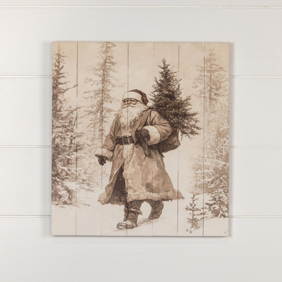 Neutral Forest Santa Print, Feathered Farmhouse