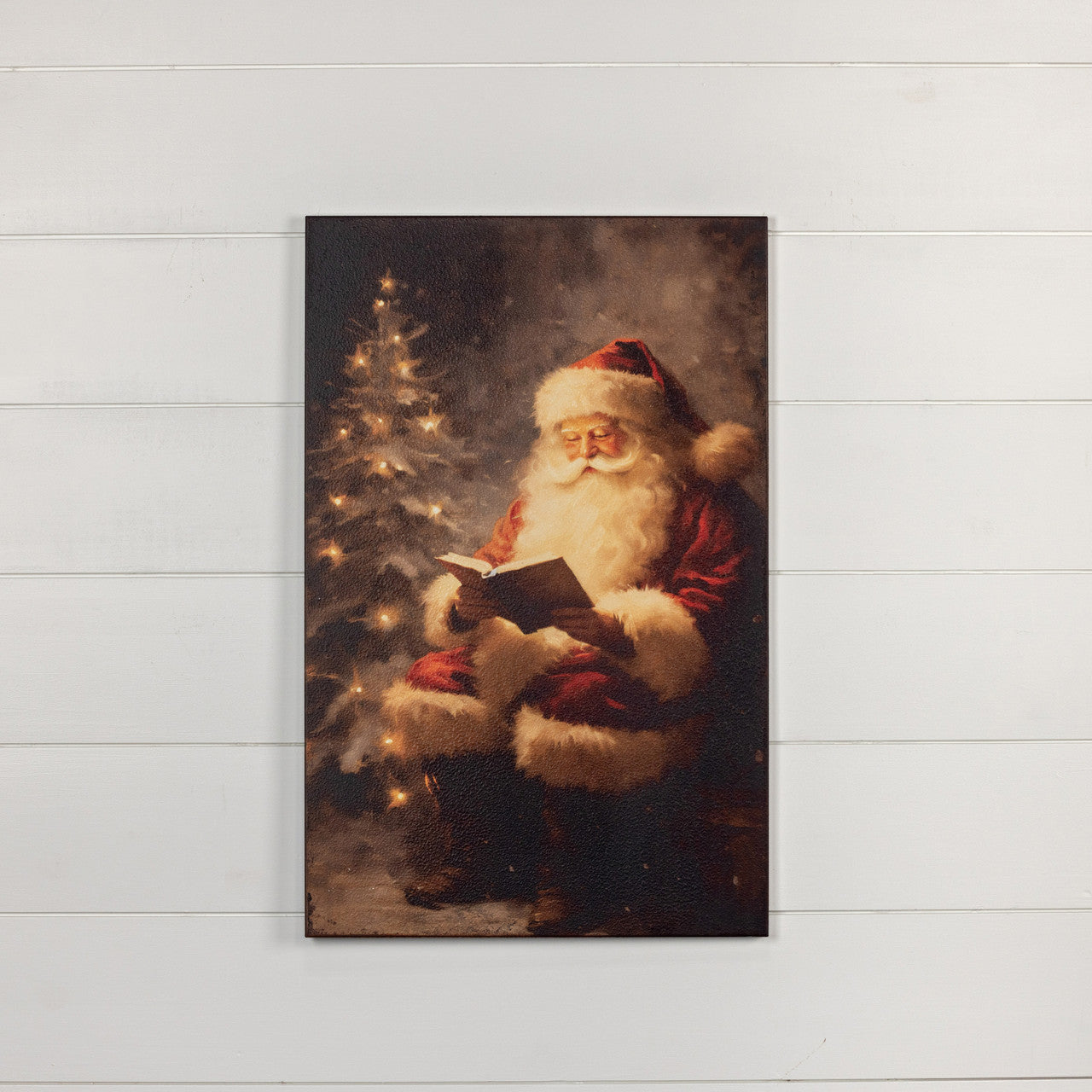 Reading Santa in Forest Print, Feathered Farmhouse