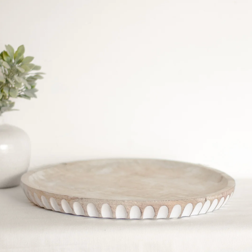 Carved Wood Platter, The Feathered Farmhouse