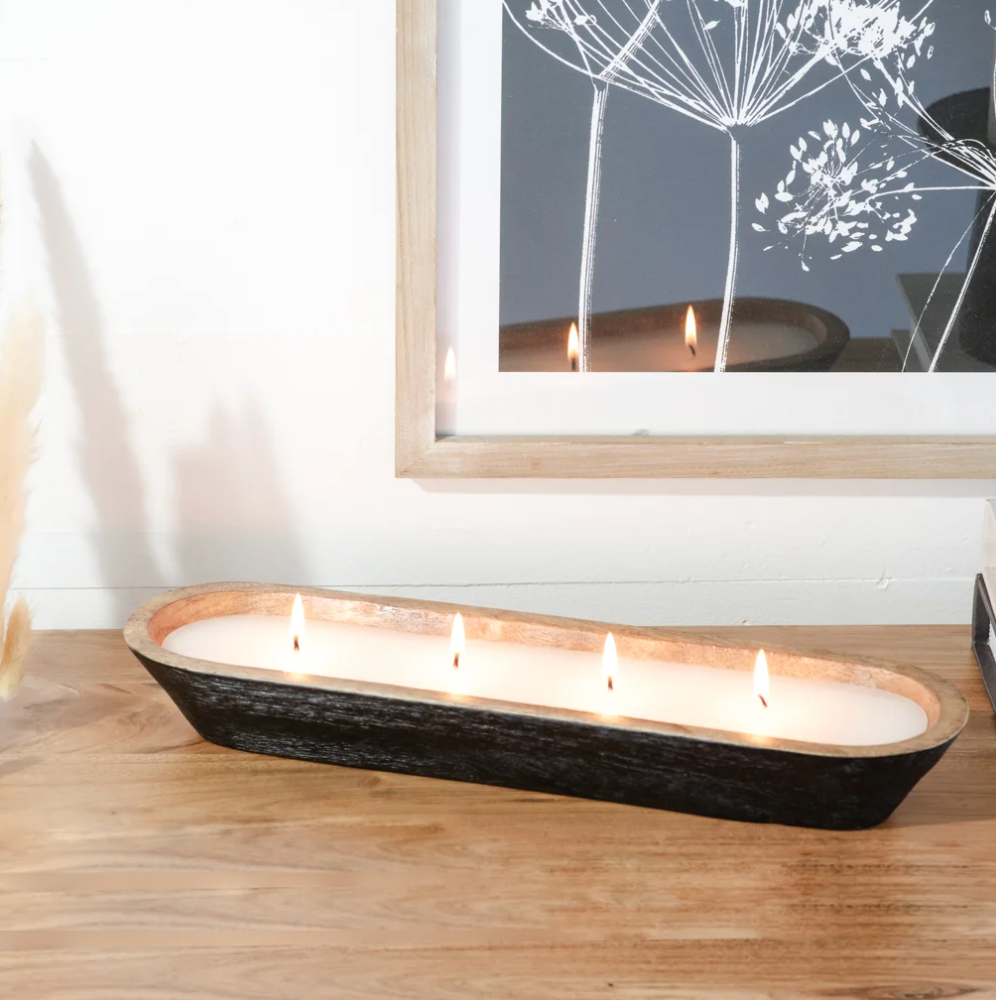 Black Sourdough Bowl w/ Candles, The Feathered Farmhouse