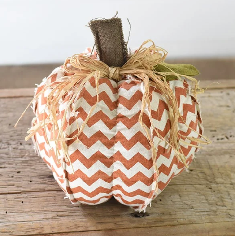 Orange + White Chevron Pumpkin, The Feathered Farmhouse