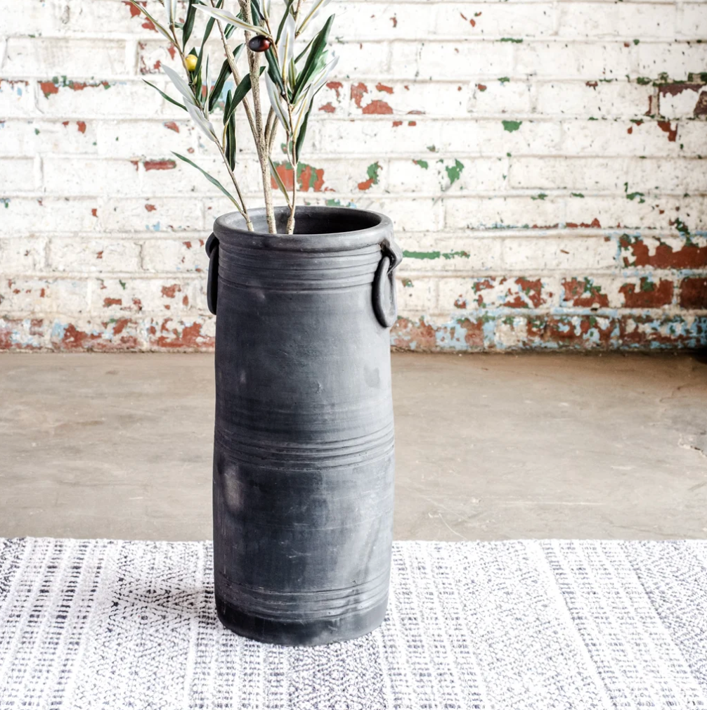 Black Terra Cotta Umbrella Stand, The Feathered Farmhouse