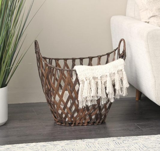 Geometric Rattan Basket, The Feathered Farmhouse