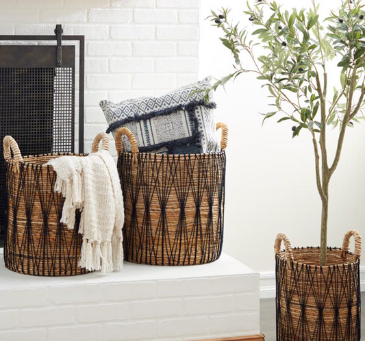 Brown Banana Leaf Basket, The Feathered Farmhouse