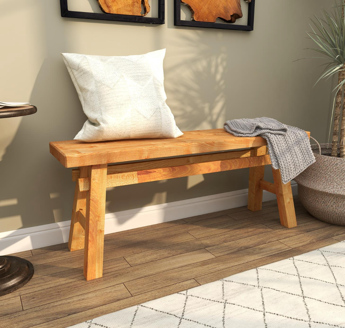 Wood Bench, The Feathered Farmhouse