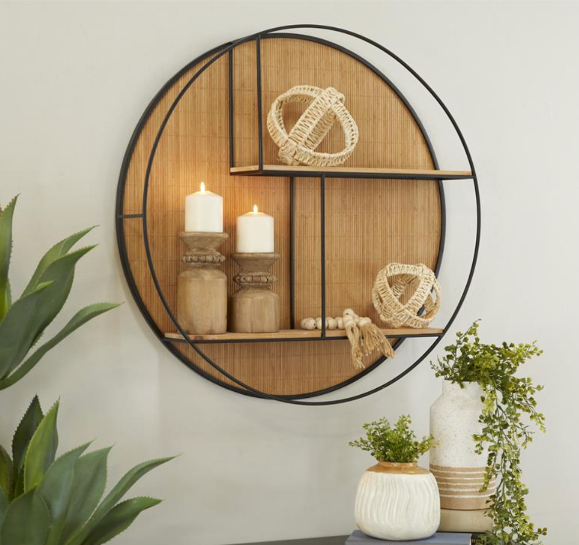 Bamboo Wood Wall Shelf, The Feathered Farmbouse