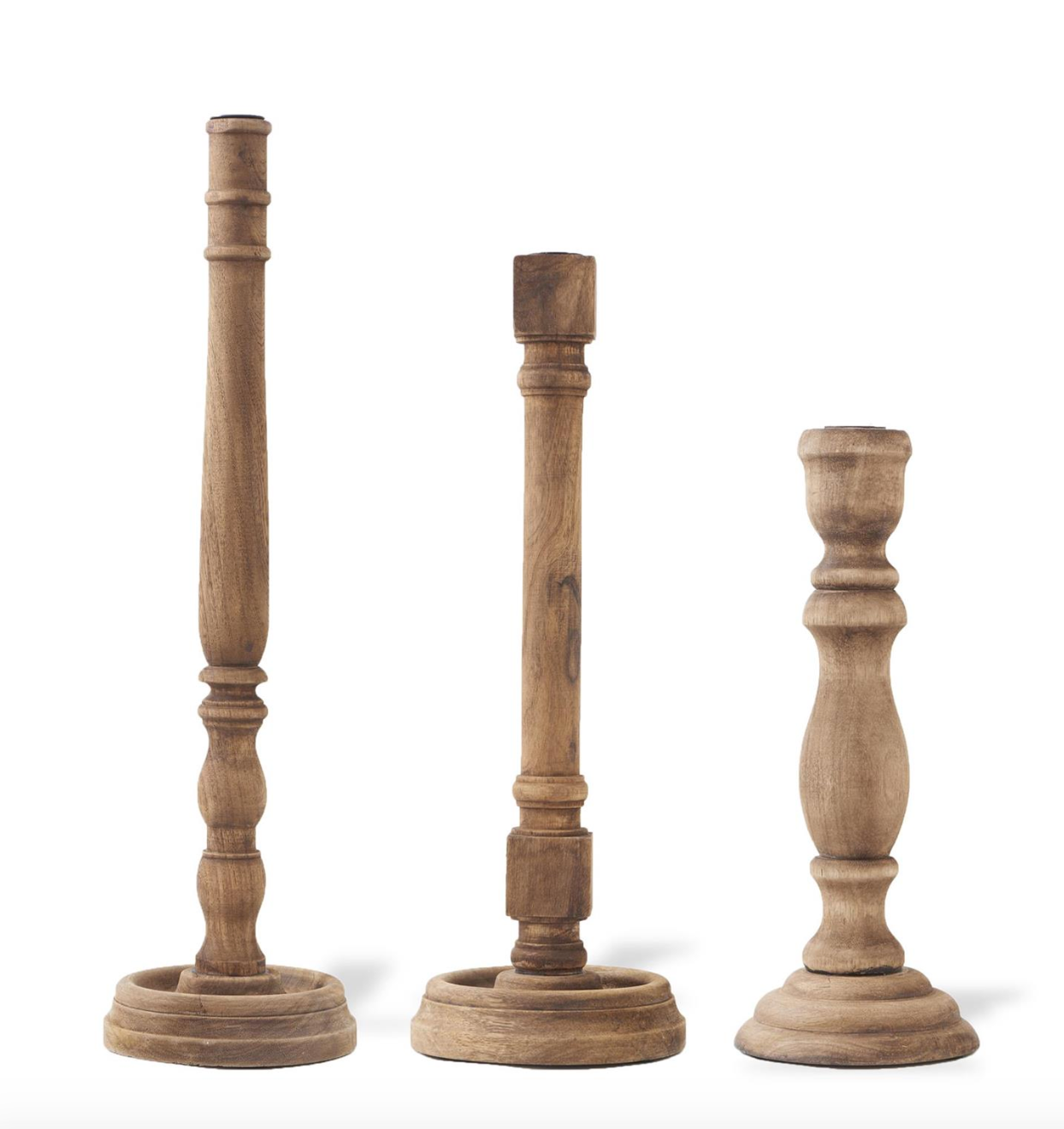 Brown Wood Taper Candle Holders, The Feathered Farmhouse