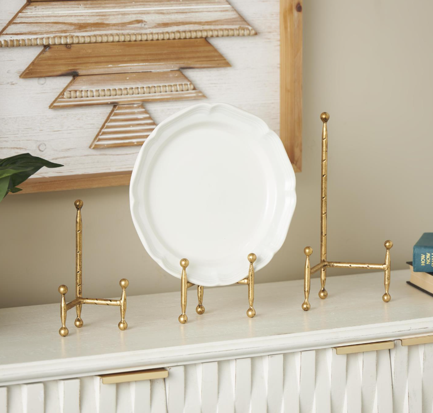 Gold Metal Slim Display Easels, Feathered Farmhouse
