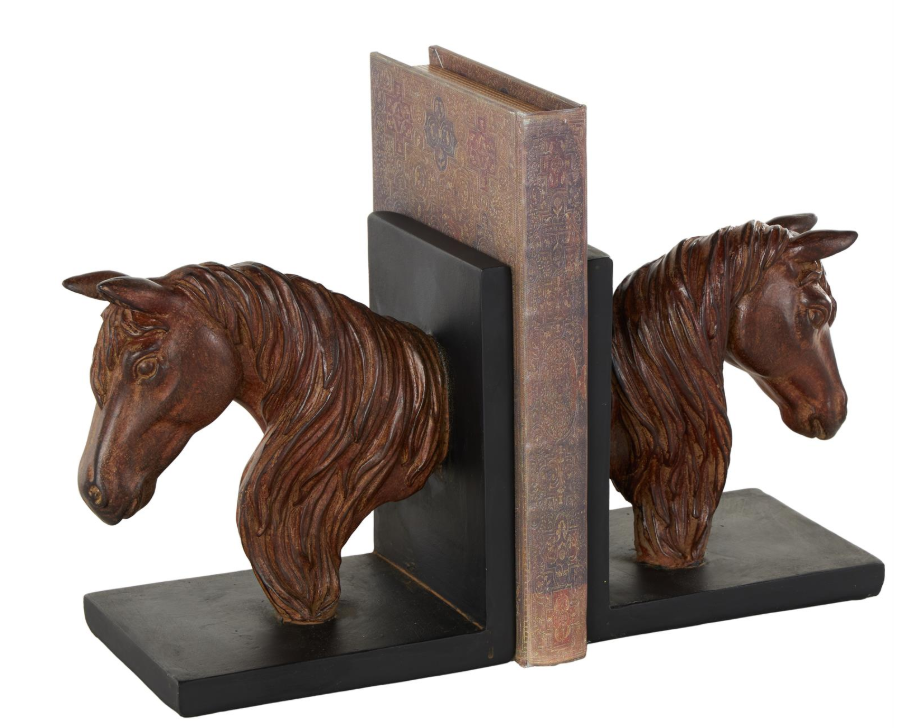 Copper Horse Head Bookends, Feathered Farmhouse