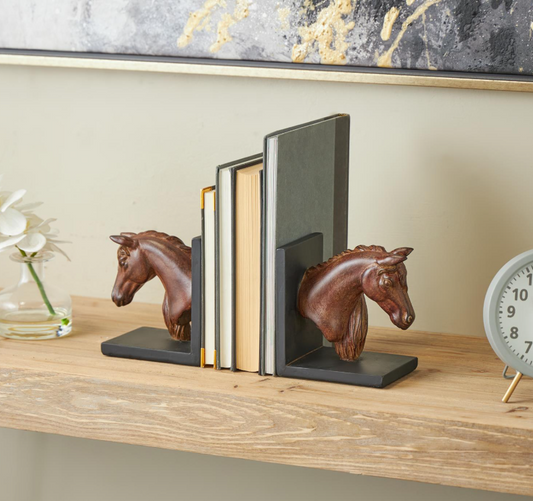 Copper Horse Head Bookends, Feathered Farmhouse