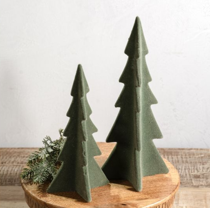 Green Velvet Pointy Trees, Feathered Farmhouse
