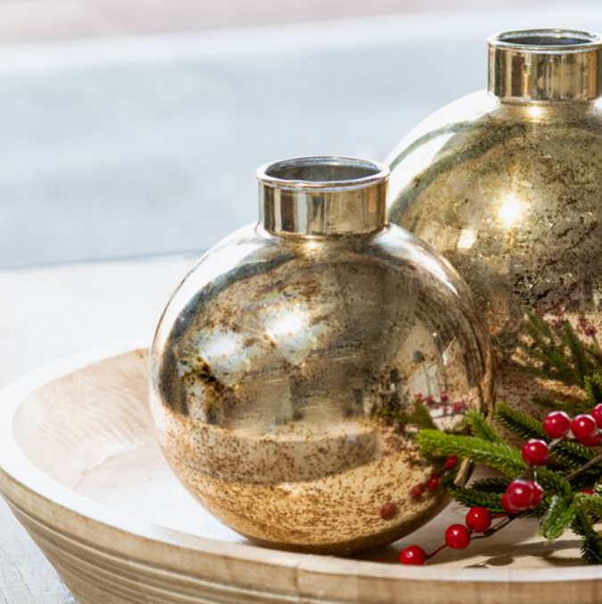 Gold Ball Vase, Feathered Farmhouse