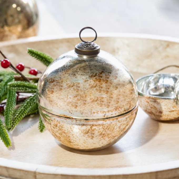 Gold Ornament Jar, Feathered Farmhouse