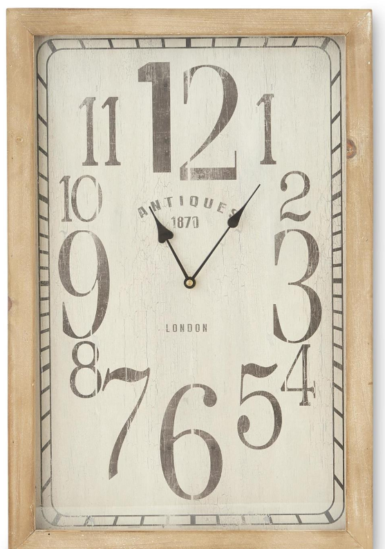 Rectangular European Antique Wall Clock, Feathered Farmhouse