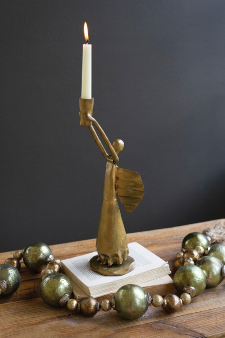 Angel Taper Candle Holder, Feathered Farmhouse
