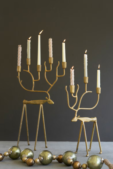 Deer Candelabra, Feathered Farmhouse