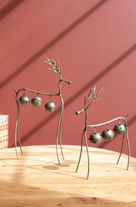 Wire Reindeer with Bells, Feathered Farmhouse