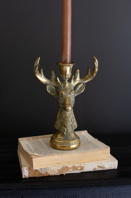 Deer Taper Candle Holder, Feathered Farmhouse