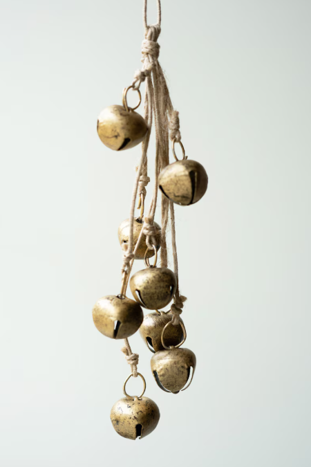 Jingle Bell Bunch on a Jute Rope, Feathered Farmhouse