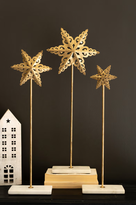 Metal Stars on Marble Bases, Feathered Farmhouse