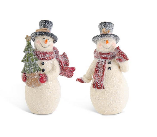 Glittered Vintage Snowman Ornament, Feathered Farmhouse