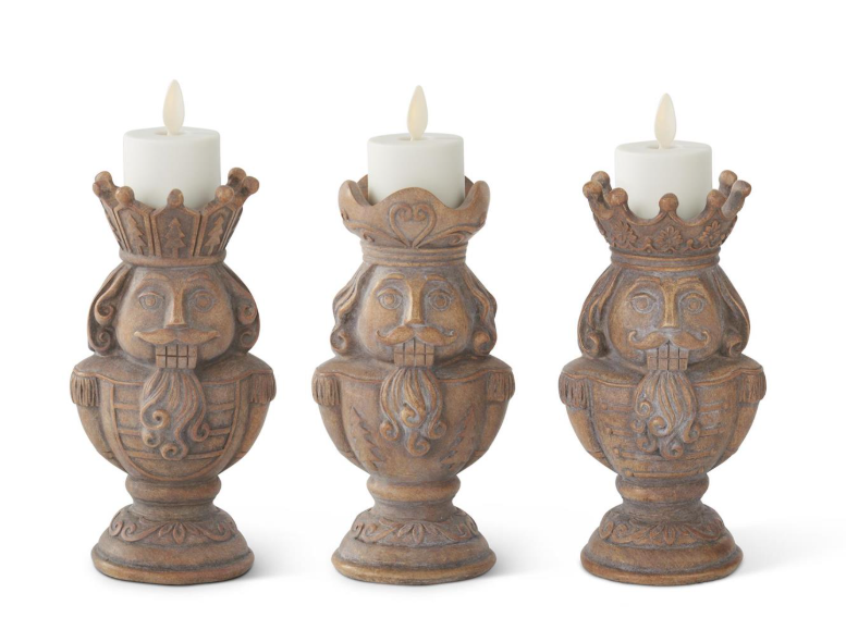 Nutcracker Tealight Candleholders, Feathered Farmhouse