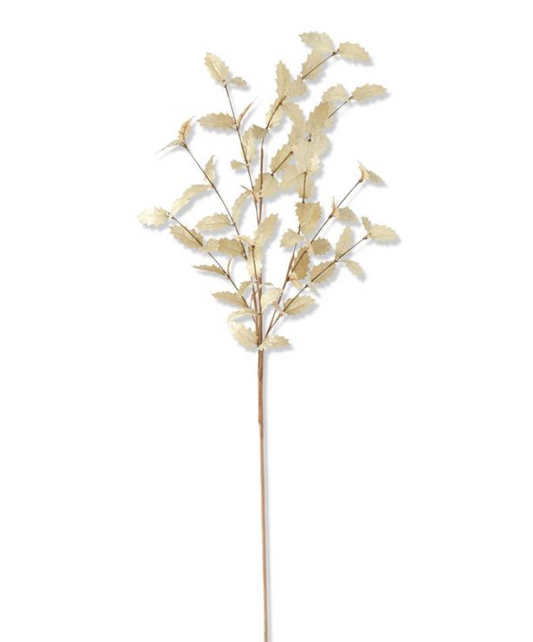 Cream + Gold Holly Leaf Stem, Feathered Farmhouse