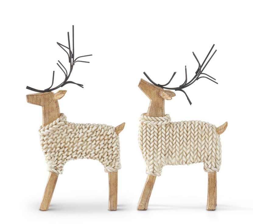 Deer In Cream Sweater, Feathered Farmhouse