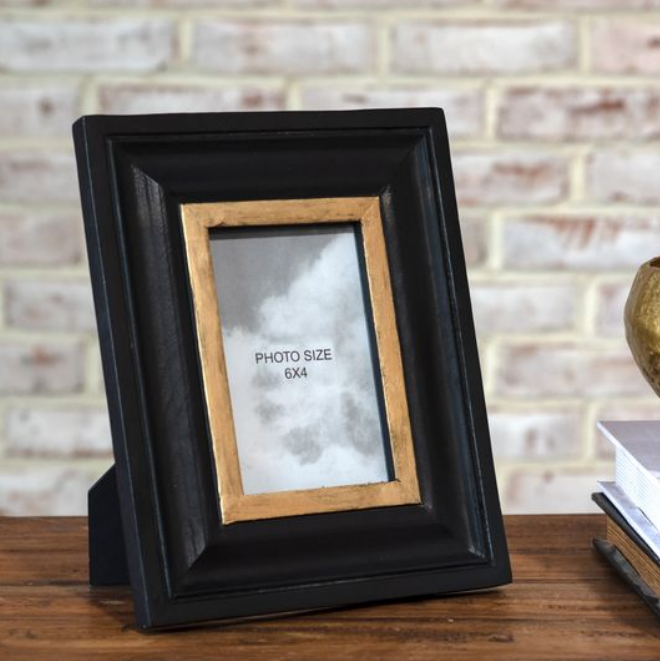 Black Wood Photo Frame, Feathered Farmhouse