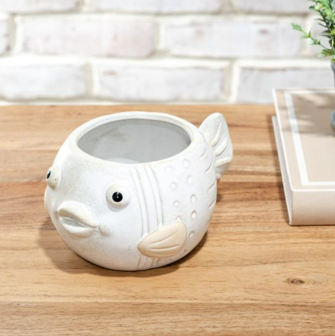Beige Fish Planter, Feathered Farmhouse