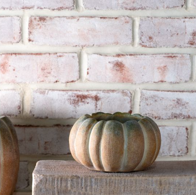 Fall Ombre Cement Pumpkin, Feathered Farmhouse