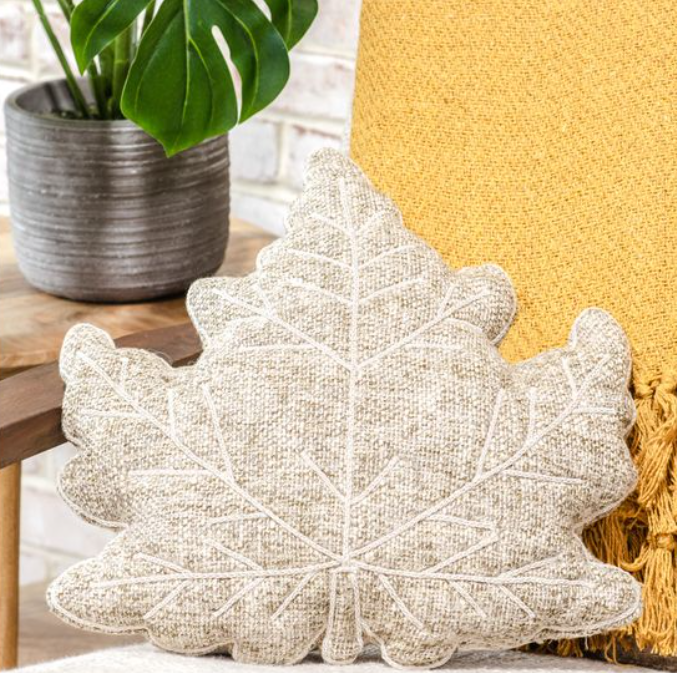 Tweed Leaf Pillow, Feathered Farmhouse
