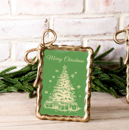 Gold Ribbon Photo Frame, Feathered Farmhouse